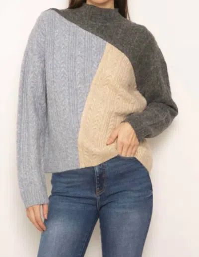 Central Park West Myles Tri Tone Mock Neck Sweater In Multi-colored