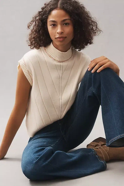 Central Park West Myra Mock-neck Sweater Vest In Neutral