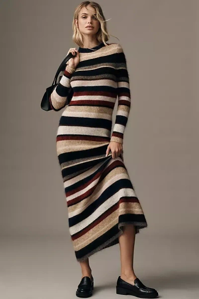 Central Park West Myriam Stripe Sweater Dress In Black
