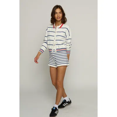Central Park West Nautical Stripe Polo In White