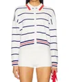 Central Park West Nautical Stripe Polo Shirt In Ivory Multi In White