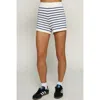 Central Park West Nautical Stripe High Waist Short In Ivory In White