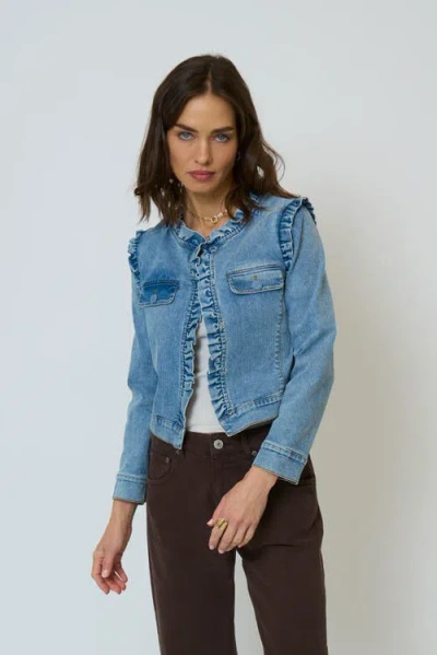 Central Park West Nevada Girly Denim Jacket In Blue