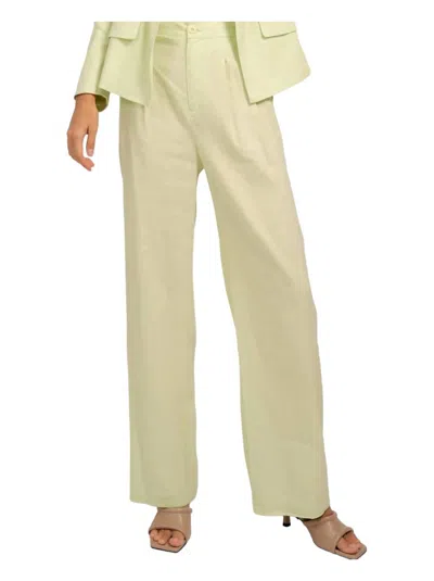 Central Park West Niall Linen Pants In Pistachio In White