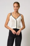 Central Park West Noa Crochet Button Tank In White