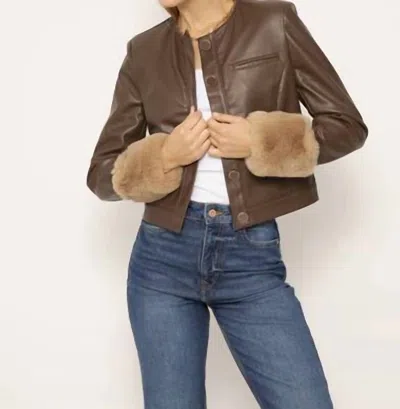 Central Park West Nola Fur Cuff Lady Jacket In Brown
