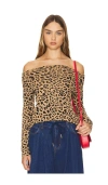Central Park West Nova Off The Shoulder Top In 레오파드