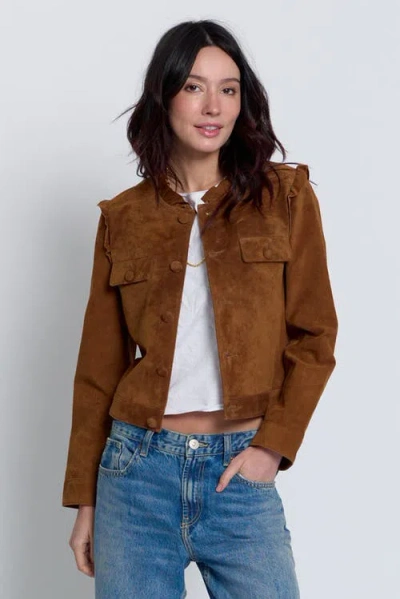 Central Park West Odessa Girly Suede Jacket In Brown