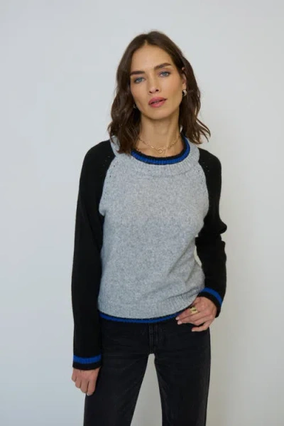 Central Park West Olivia Baseball  Sweater In Gray