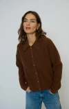 Central Park West Olivia Pointelle Polo In Brown