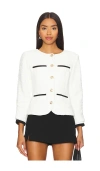 Central Park West Oona Collarless Jacket In White