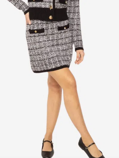 Central Park West Oona Tweed Jacquard Skirt In Black White