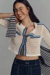 Central Park West Open-knit Cardigan Sweater In White