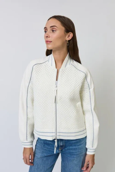 Central Park West Ophelia Vegan X Crochet Sweater Bomber In Neutral