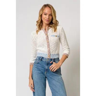 Central Park West Ora Melange Crochet Sweater In Multi