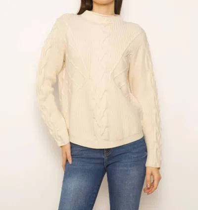 Central Park West Palma Cable Turtleneck Sweater In Ivory
