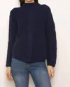 Central Park West Palma Cable Turtleneck Sweater In Blue
