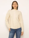 Central Park West Palma Cable Turtleneck Sweater In Ivory In Ivory