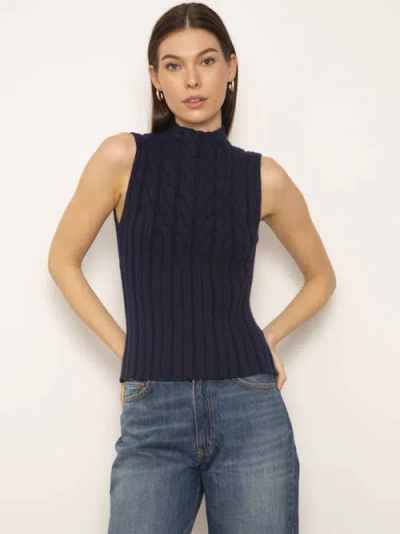 Central Park West Palma Sleeveless Turtleneck In Navy