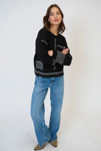 Central Park West Patchwork Cropped Sweater In Animal Print