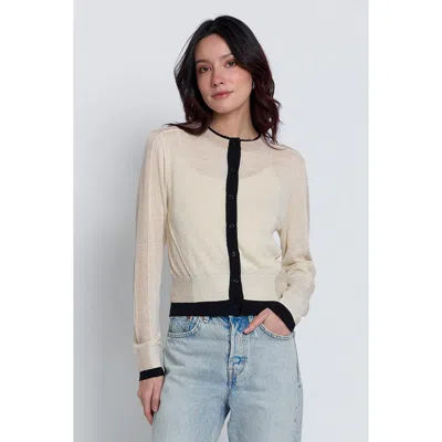Central Park West Quinn Colorblocked Sheer Cardigan In White