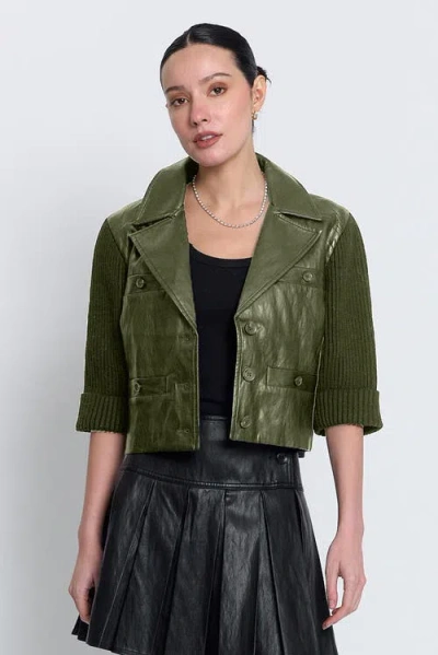 Central Park West Quinn Cropped Vegan X Sweater Jacket In Multi