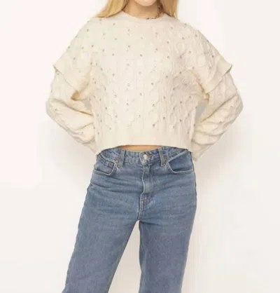 Central Park West Quinn Embellished Crew In Ivory