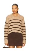 Central Park West Rayna Oversized Collar Sweater In Brown