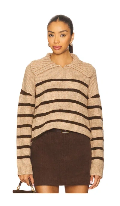Central Park West Rayna Oversized Collar Sweater In Brown