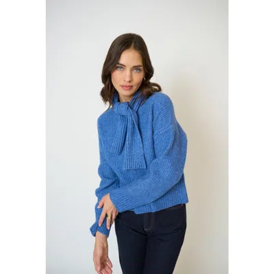 Central Park West Rayna Scarf Neck Waffle Stitch Sweater In Animal Print