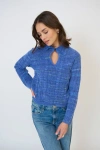 Central Park West Rayna Spacedye Open Stitch Yoke Sweater In Animal Print
