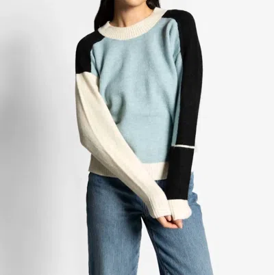 Central Park West Robbie Blocked Crew Sweater In Blue Multi