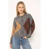 Central Park West Roman Argyle Sweater Cardigan In Gray/brown/tan In Charcoal