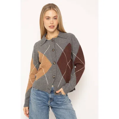 CENTRAL PARK WEST CENTRAL PARK WEST ROMAN ARGYLE BUTTON UP SWEATER