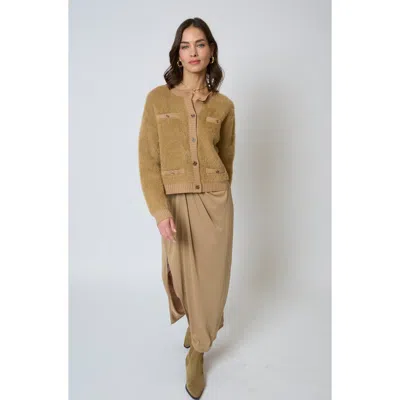 Central Park West Roman Eyelash Cardi In Brown