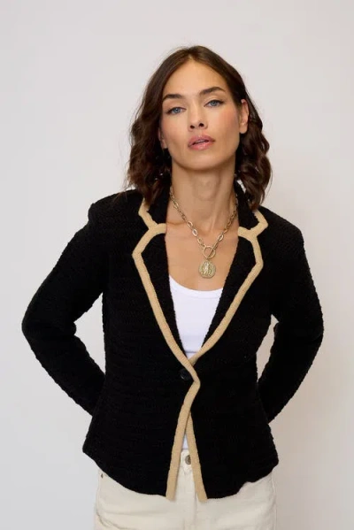 Central Park West Rose Knit Blazer In Black