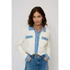 Central Park West Rose Scallop Edge Sweater In Neutral