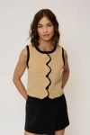 Central Park West Rose Scallop Edge Tank Top In Brown