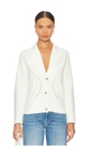 Central Park West Rosette Engineered Pointelle Jacket In Grey