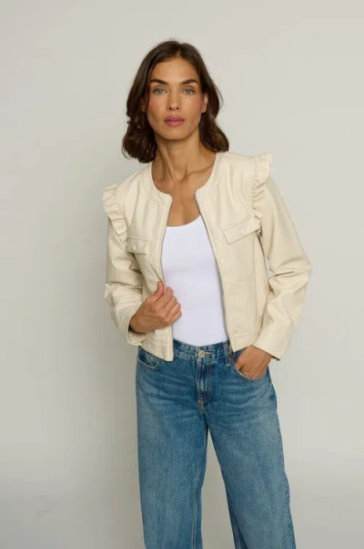 Central Park West Ruffle Vegan Jacket In Ivory
