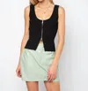 Central Park West Sage Double Zip Tank Top In Black In Black