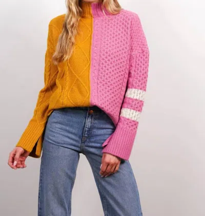 Central Park West Savannah Two Faced Turtleneck Sweater In Pink