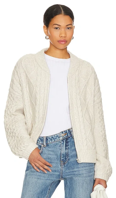Central Park West Savannah Zip Up Sweater In Ivory