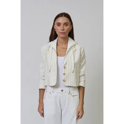 Central Park West Serena Cropped Sleeve Dickey Jacket In White