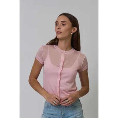 Central Park West Serena Sheer Cardi With Cami In Pink