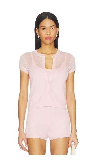 Central Park West Serena Sheer Cardi With Cami Top In Pink