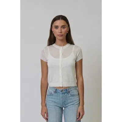 Central Park West Serena Sheer Cardi With Cami In White