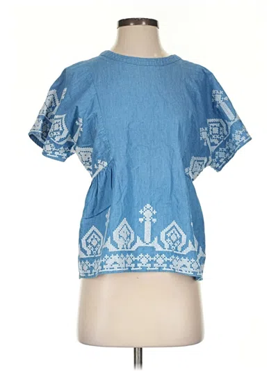 Pre-owned Central Park West Short Sleeve Blouse In Blue