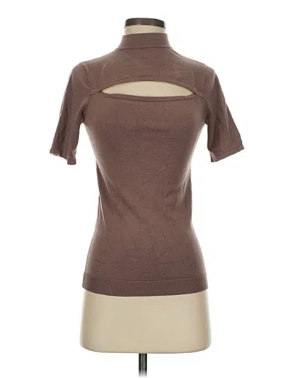 Pre-owned Central Park West Short Sleeve Top Brown Mock Neckline Tops