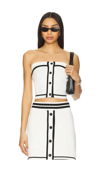 Central Park West Sienna Varsity Tube Top In Black & White